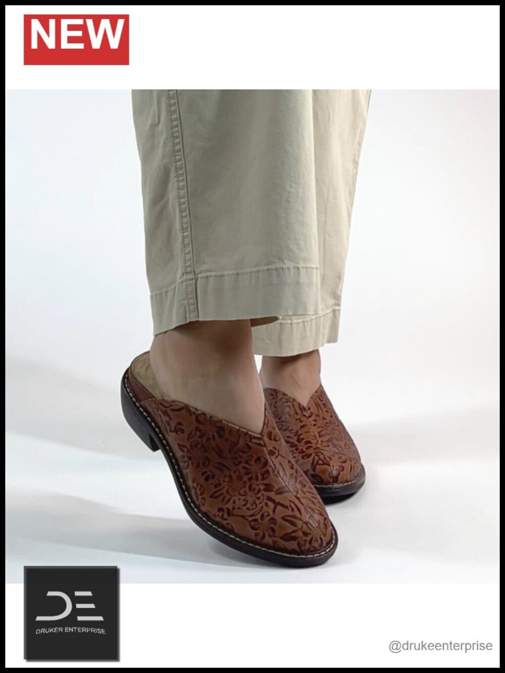 Leather Mule Clog with Kitten Heel & Arch Support Slip-On - Picture 6 of 6